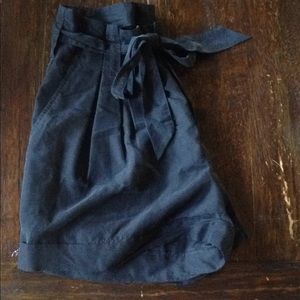 Black high waisted tie shorts